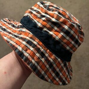 GAP Baby/Toddler One Size Orange/Blue Plaid Reversible Basketball Bucket Hat
